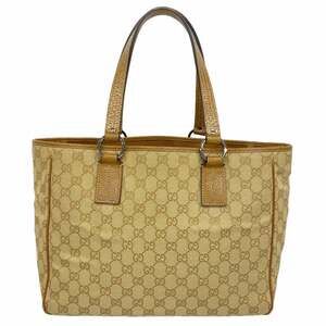 Gucci Tote Bag GG Canvas 113017 Beige Brown Women's